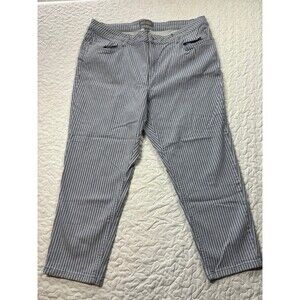 Falls Creek Blue White Striped Straight Leg Denim Jeans Plus Size 18